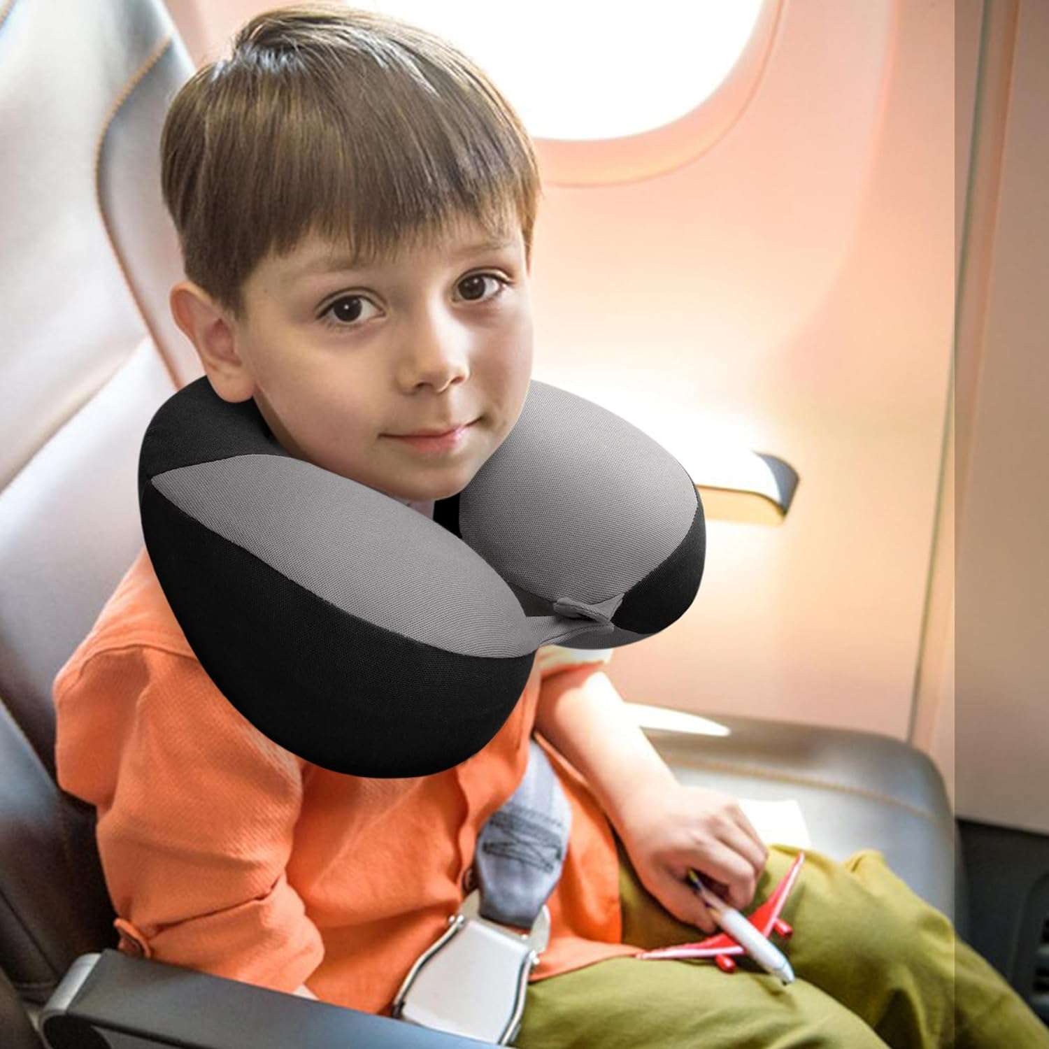 COOLBEBE Kids Travel Neck Pillow for Airplane, Toddler Neck Pillow for Traving, Comfortably Double Support for Head, Neck, and Chin, Travel Gifts for Children - 8