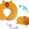 Capybara Kids Neck Pillow - Cozy & Cute 2-in-1 Plush Travel Support, Adjustable Soft Microbead Stuffed Animal Cushion for Comfortable Car Trips and Flights - 1
