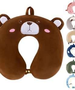 Gluck Plants Kid Neck Pillow for Traveling,Cute Cartoon Travel Pillow for Boys and Girls,Airplane Travel Essentials,Flight Headrest Sleep Neck Support Animal Pillow Car Pillow for Kids - 1
