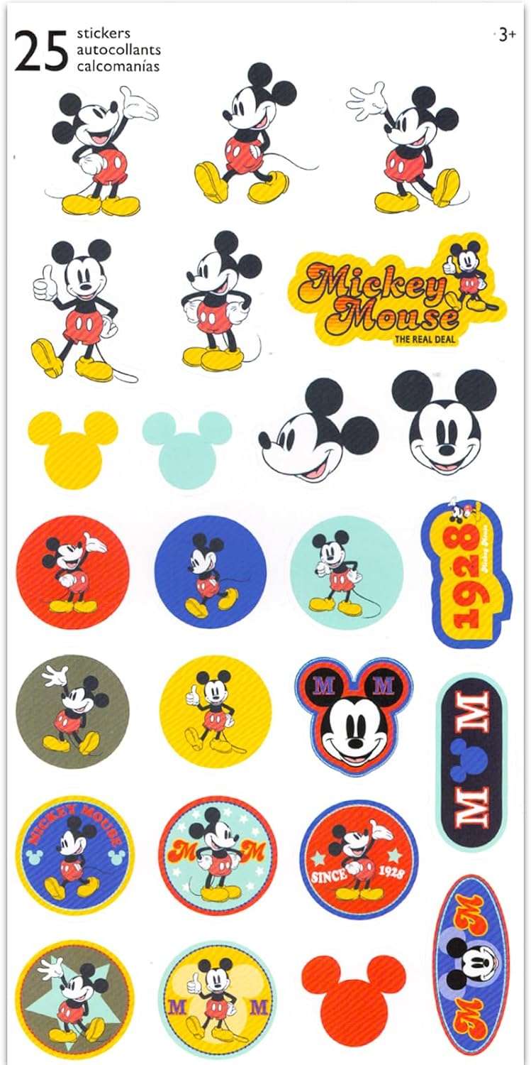 Mickey Mouse Travel Blanket and Pillow Set - Bundle with Mickey Mouse Blanket, Neck Pillow, Stickers, More - Mickey Travel Accessories for Kids - 5