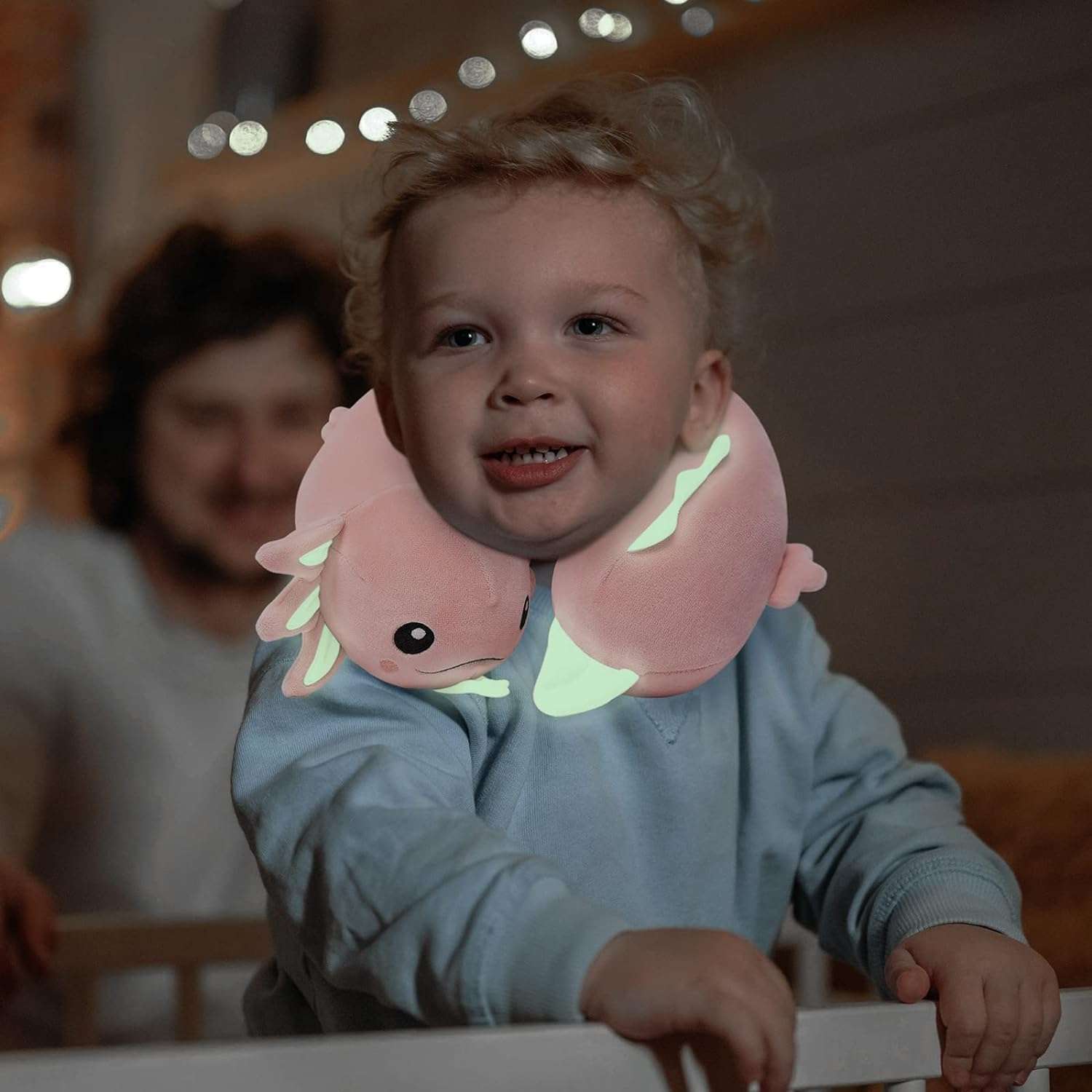 Niuniu Daddy Kids Travel Pillow Road Trip Essentials for 3-8 Y-O-Soft Memory Foam Kids Neck Pillow for Traveling Airplane Travel Essentials-Pink Axolotl U-Shaped Pillow - 2