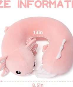 Niuniu Daddy Kids Travel Pillow Road Trip Essentials for 3-8 Y-O-Soft Memory Foam Kids Neck Pillow for Traveling Airplane Travel Essentials-Pink Axolotl U-Shaped Pillow - 3