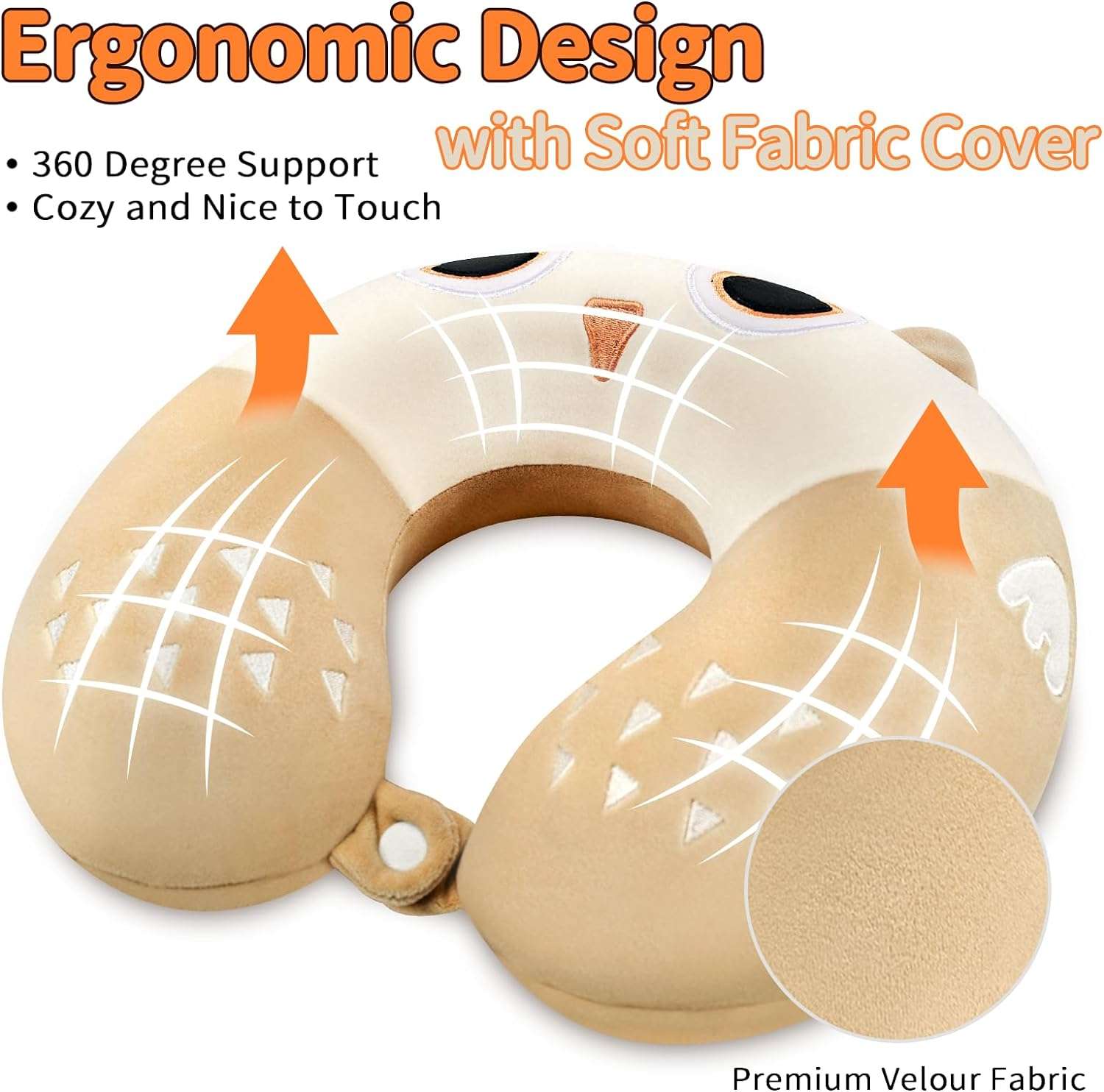 Travel Neck Pillow for Kids, Best Memory Foam Pillow with Cute Sleep Mask & Earplugs, Lightweight Travelling Pillow Set for Airplane, Car, Train, Bus and Home Use - 4