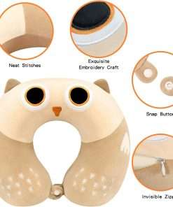 Travel Neck Pillow for Kids, Best Memory Foam Pillow with Cute Sleep Mask & Earplugs, Lightweight Travelling Pillow Set for Airplane, Car, Train, Bus and Home Use - 5