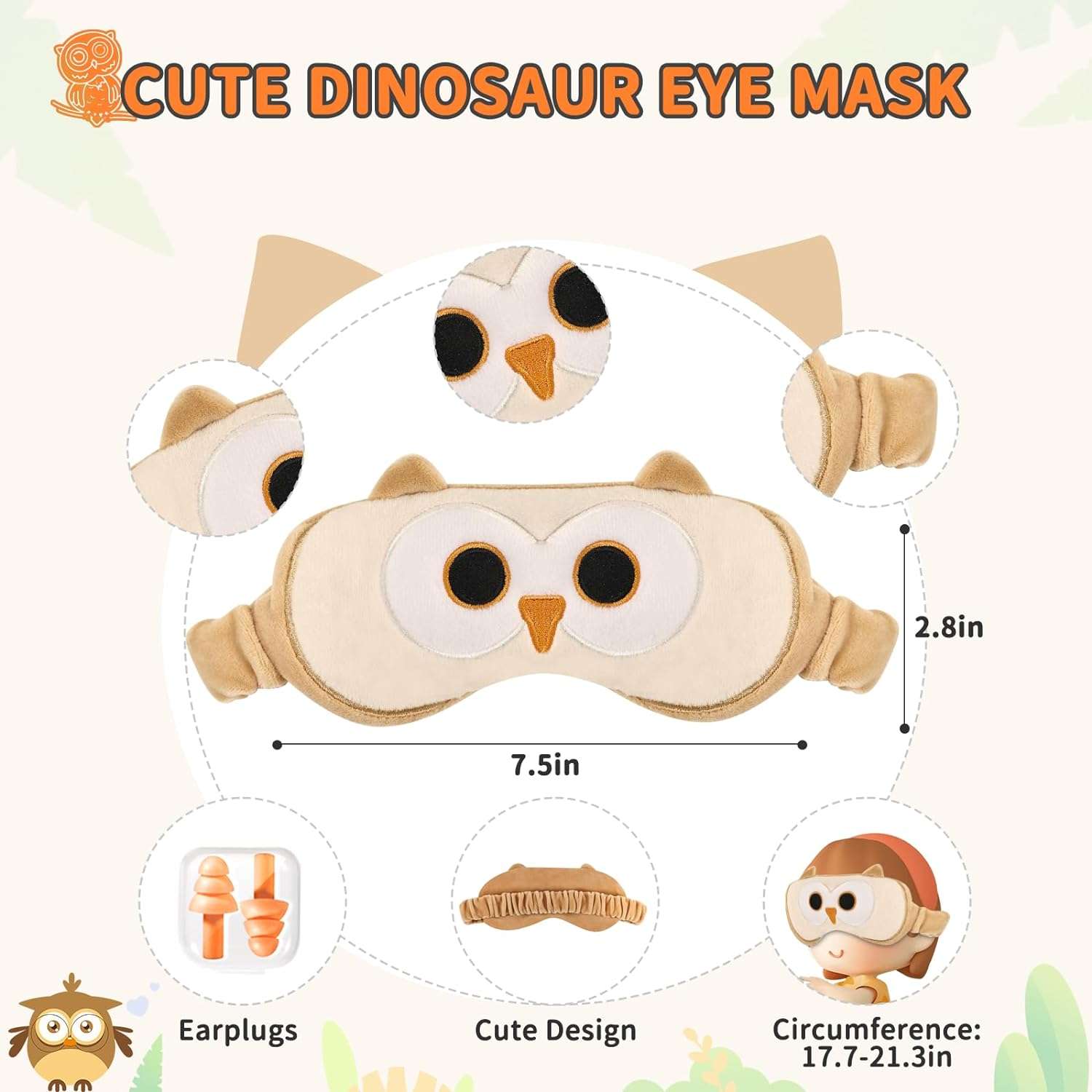 Travel Neck Pillow for Kids, Best Memory Foam Pillow with Cute Sleep Mask & Earplugs, Lightweight Travelling Pillow Set for Airplane, Car, Train, Bus and Home Use - 6