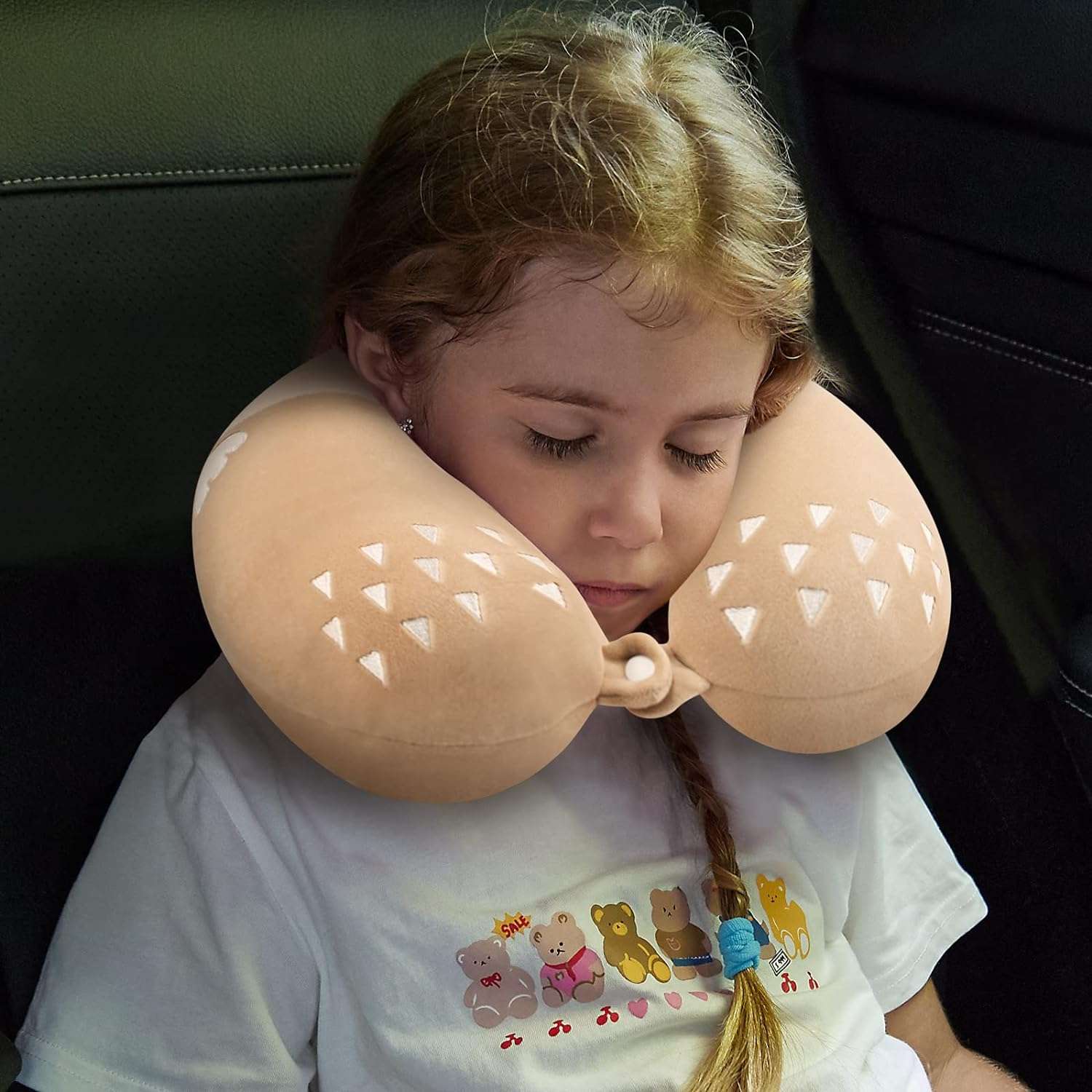 Travel Neck Pillow for Kids, Best Memory Foam Pillow with Cute Sleep Mask & Earplugs, Lightweight Travelling Pillow Set for Airplane, Car, Train, Bus and Home Use - 7