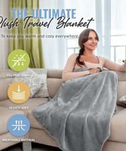 BOACAY Soft & Warm Travel Blanket for Airplane & Car - Long Flight Essential for Women, Men, Kids - Compact Pillow with Luggage Sleeve & Backpack Clip - 2