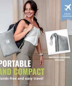 BOACAY Soft & Warm Travel Blanket for Airplane & Car - Long Flight Essential for Women, Men, Kids - Compact Pillow with Luggage Sleeve & Backpack Clip - 3