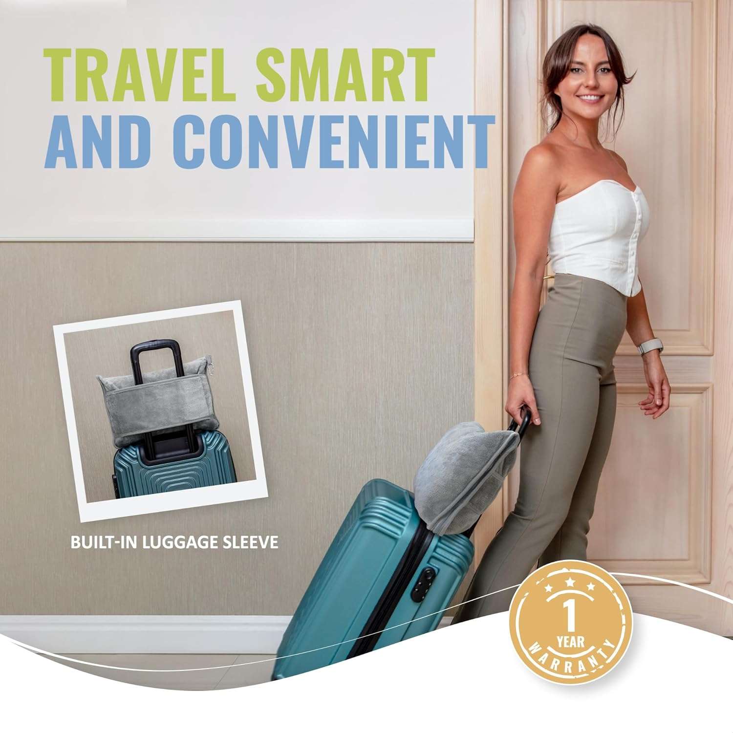 BOACAY Soft & Warm Travel Blanket for Airplane & Car - Long Flight Essential for Women, Men, Kids - Compact Pillow with Luggage Sleeve & Backpack Clip - 4