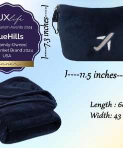 BlueHills Travel Blanket Pillow in Mini Soft Case Premium Plush Airplane Blanket in Soft Bag Compact Pack with Luggage Belt and Backpack Clip Long Flights Essentials Traveling Plane - 3