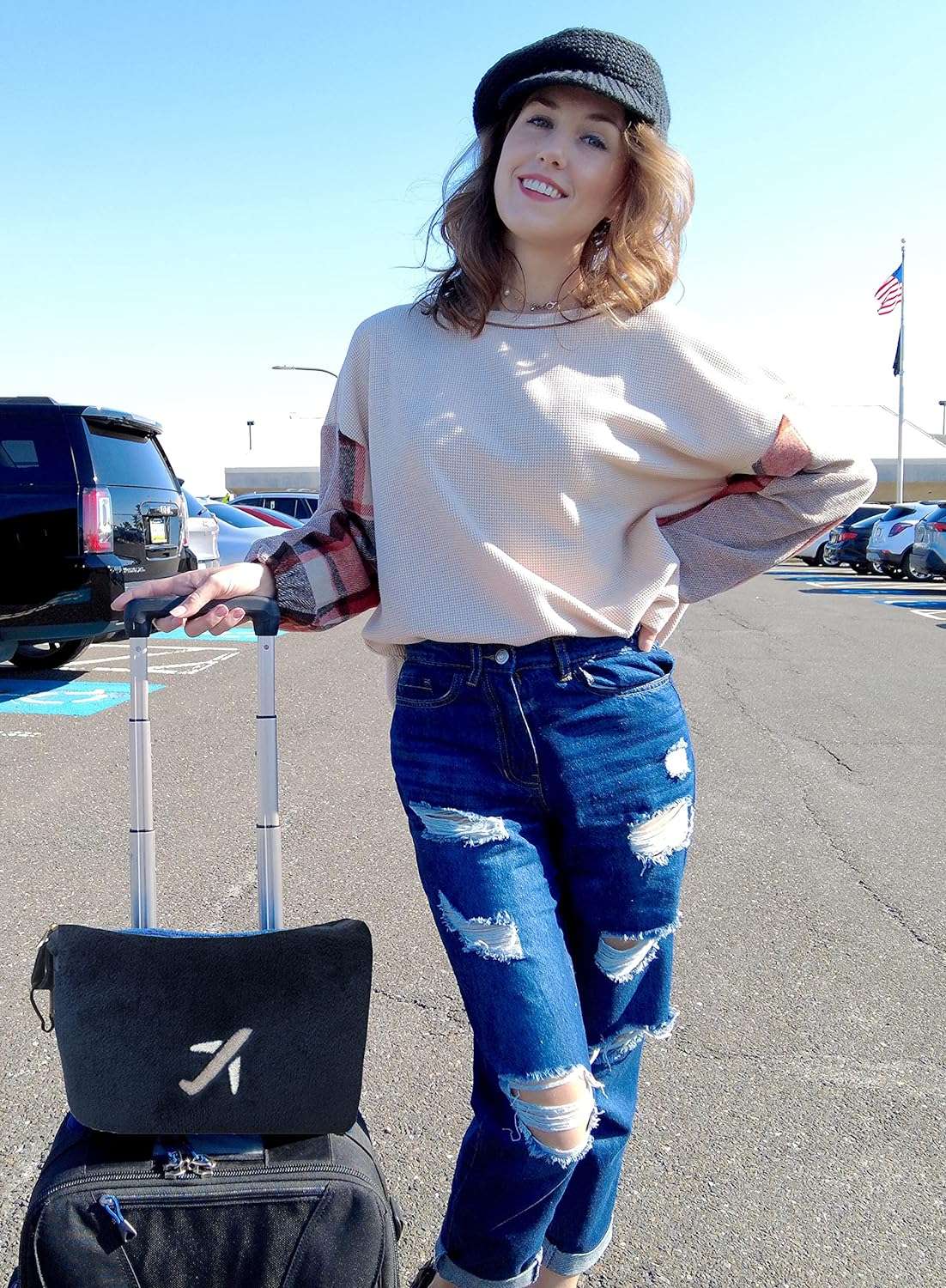 BlueHills Travel Blanket Pillow in Mini Soft Case Premium Plush Airplane Blanket in Soft Bag Compact Pack with Luggage Belt and Backpack Clip Long Flights Essentials Traveling Plane - 5