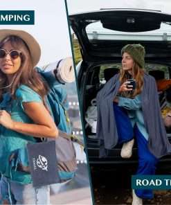 PAVILIA Soft Compact Travel Blanket and Pillow, Foldable Airplane Blanket in Bag, Lightweight Portable Flight Blanket Set with Luggage Strap, Camping Plane - 4