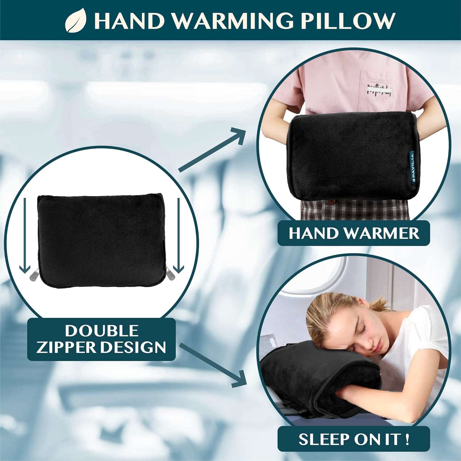 PAVILIA Travel Blanket Pillow, Soft Airplane Blanket 2-in-1 Combo Set, Plane Blanket Compact Packable, Flight Essentials Car Pillow, Travelers Gifts Accessories, Luggage Backpack Strap - 4