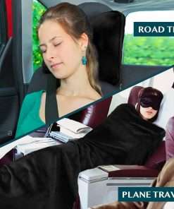 PAVILIA Travel Blanket Pillow, Soft Airplane Blanket 2-in-1 Combo Set, Plane Blanket Compact Packable, Flight Essentials Car Pillow, Travelers Gifts Accessories, Luggage Backpack Strap - 5