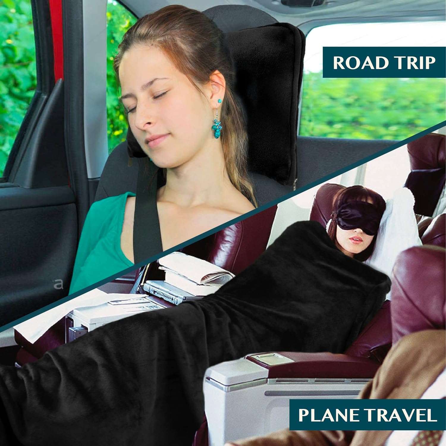 PAVILIA Travel Blanket Pillow, Soft Airplane Blanket 2-in-1 Combo Set, Plane Blanket Compact Packable, Flight Essentials Car Pillow, Travelers Gifts Accessories, Luggage Backpack Strap - 5