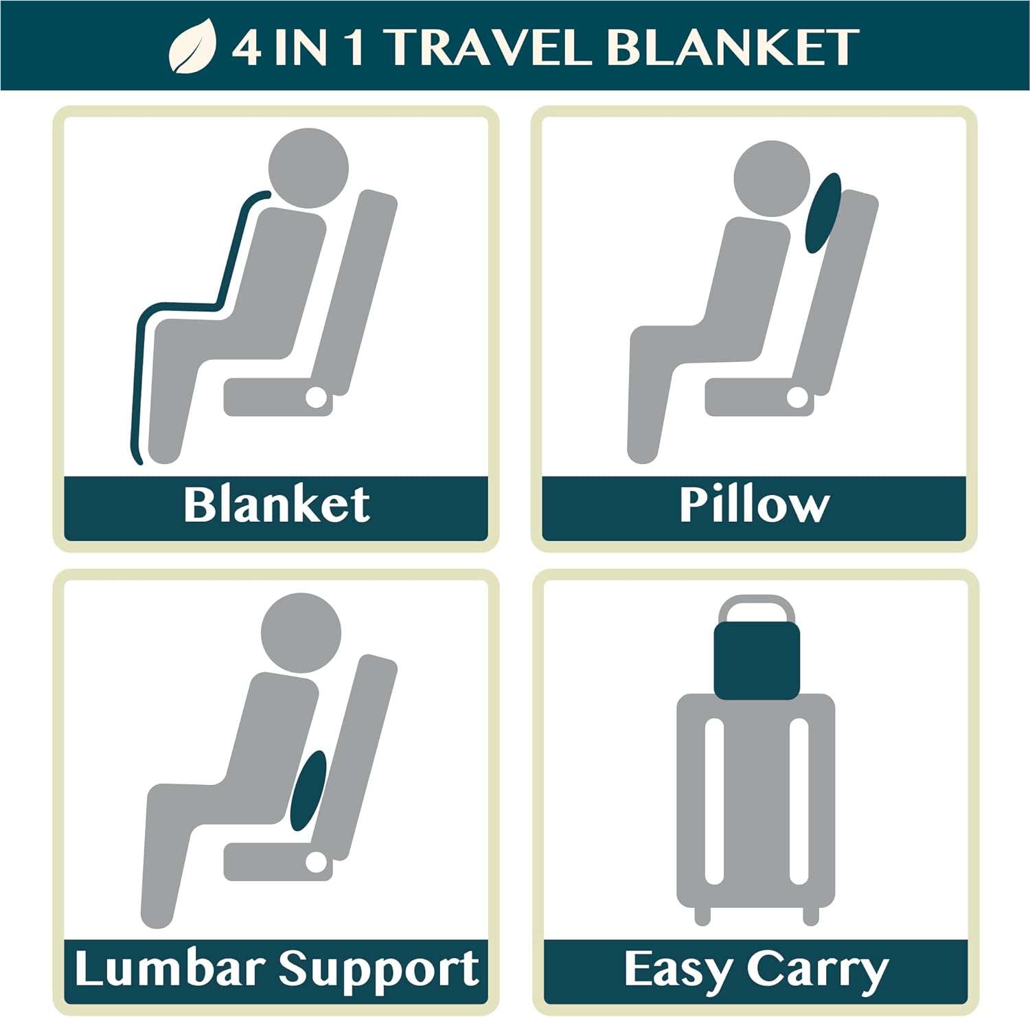 PAVILIA Travel Blanket Pillow, Soft Airplane Blanket 2-in-1 Combo Set, Plane Blanket Compact Packable, Flight Essentials Car Pillow, Travelers Gifts Accessories, Luggage Backpack Strap - 7