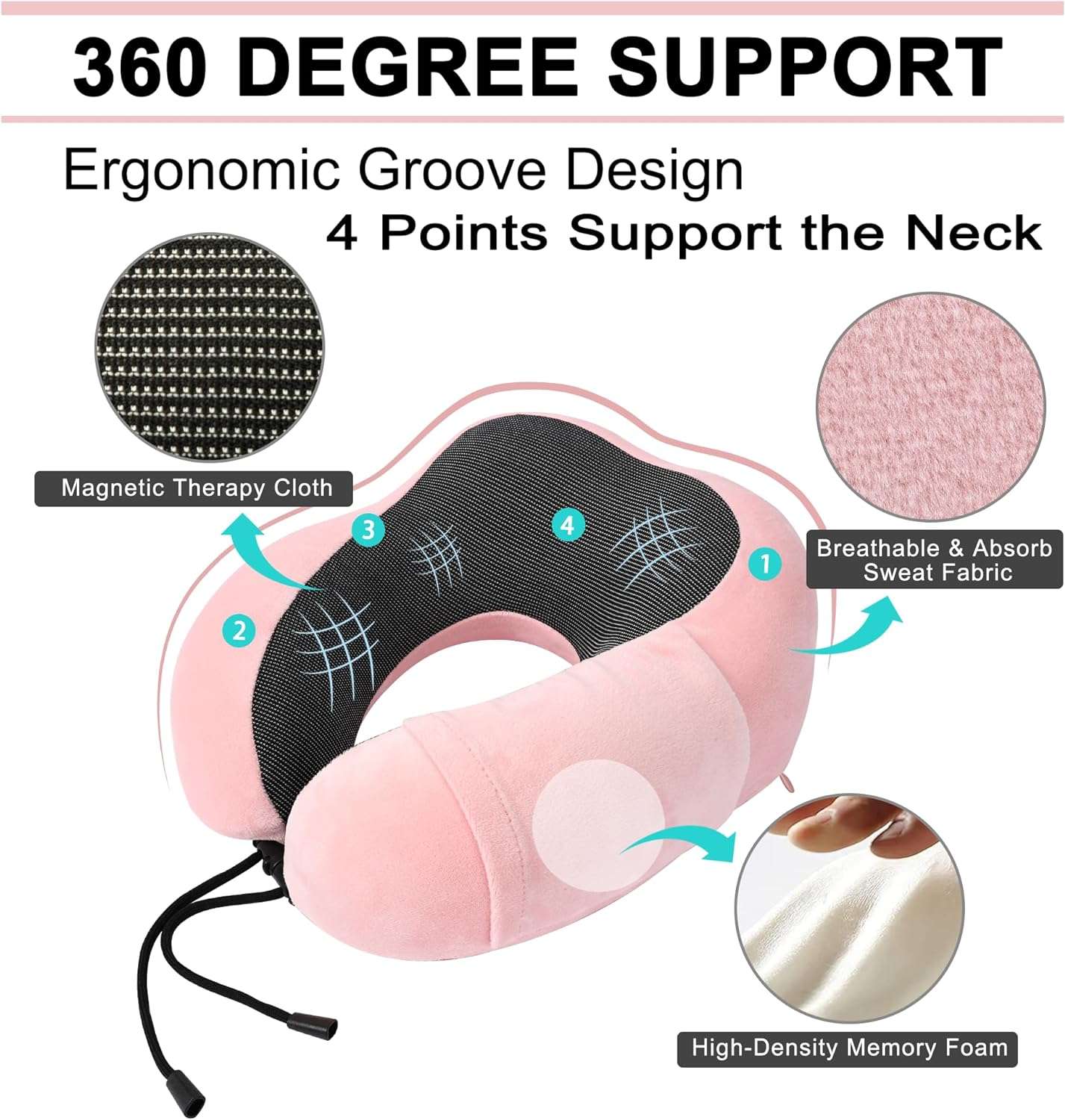 Pink Travel Neck Pillow and Blanket Set for Airplane Travel Essentials Womens Memory Foam Neck Pillow and Compact Soft Airplane Blanket with Bag for Traveling Airport Car Sleeping - 2