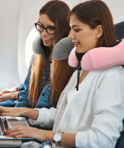 Pink Travel Neck Pillow and Blanket Set for Airplane Travel Essentials Womens Memory Foam Neck Pillow and Compact Soft Airplane Blanket with Bag for Traveling Airport Car Sleeping - 5