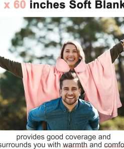 Pink Travel Neck Pillow and Blanket Set for Airplane Travel Essentials Womens Memory Foam Neck Pillow and Compact Soft Airplane Blanket with Bag for Traveling Airport Car Sleeping - 6