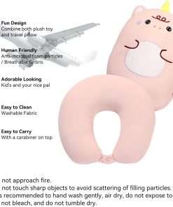 Kids Travel Pillow - 2-in-1 Deformable Kids Neck Pillow for Traveling, Soft U-Shaped Pillow with Adorable Animal Design, Comfy Sleep and Play, Ideal for Airplanes and Cars - Pink Unicorn - 3