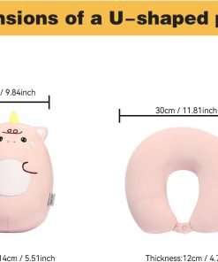 Kids Travel Pillow - 2-in-1 Deformable Kids Neck Pillow for Traveling, Soft U-Shaped Pillow with Adorable Animal Design, Comfy Sleep and Play, Ideal for Airplanes and Cars - Pink Unicorn - 5