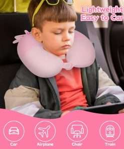 Kids Travel Pillow, Kid Neck Pillows with Eye Mask Cute Axolotl U Shaped Neck Pillow, Neck Support Travel Pillow for Road Trip, Airplane, Travel Pillow for Kids & Adults - 5