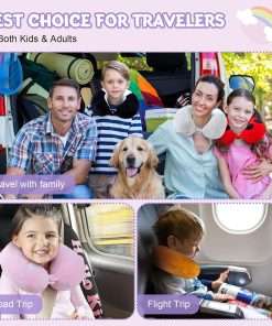 Travel Pillow for Kids Adult Cute Neck Pillow for Traveling Memory Foam Airplane Pillow Sleep Mask Animal Flight Pillow Head Rest Neck Support for Cars Long Flights - 9