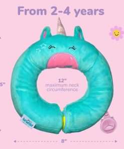 Trunki Kid's Travel Neck Pillow and Chin Rest - Support Sleepy Heads in The Car Seat, Plane, Bike or Pram - Yondi Small UNA Unicorn (Turquoise) - 2