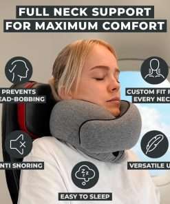 FlyHugz™ Neck Travel Pillow - Memory Foam Neck Pillow for Comfort on Airplane - Compact and Ergonomic Design for Travel, Car Rides, and Home Use - Ideal for Adults and Kids - 2