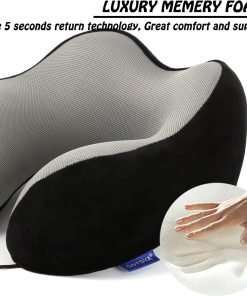 GOTDYA Travel Pillow,Travel Neck Pillows for Sleeping,100% Pure Memory Foam Soft Comfort & Support Pillow for Airplane-Car-Office&Home Rest Use-Black - 3