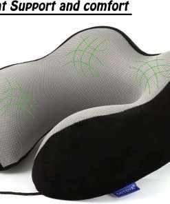 GOTDYA Travel Pillow,Travel Neck Pillows for Sleeping,100% Pure Memory Foam Soft Comfort & Support Pillow for Airplane-Car-Office&Home Rest Use-Black - 5