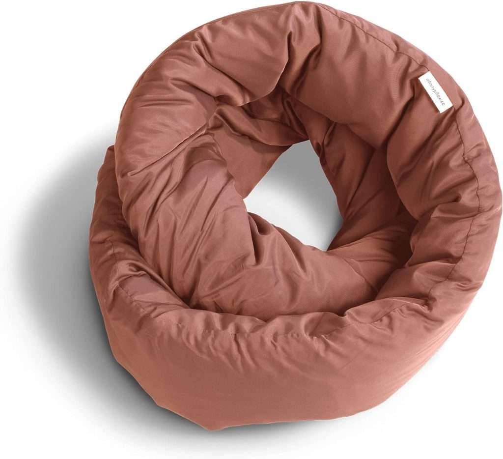 Huzi Infinity Pillow – Travel Neck Pillow – Versatile Soft 360 Support Scarf – Machine Washable – Home Travel Flight Road Trips (Terracotta)