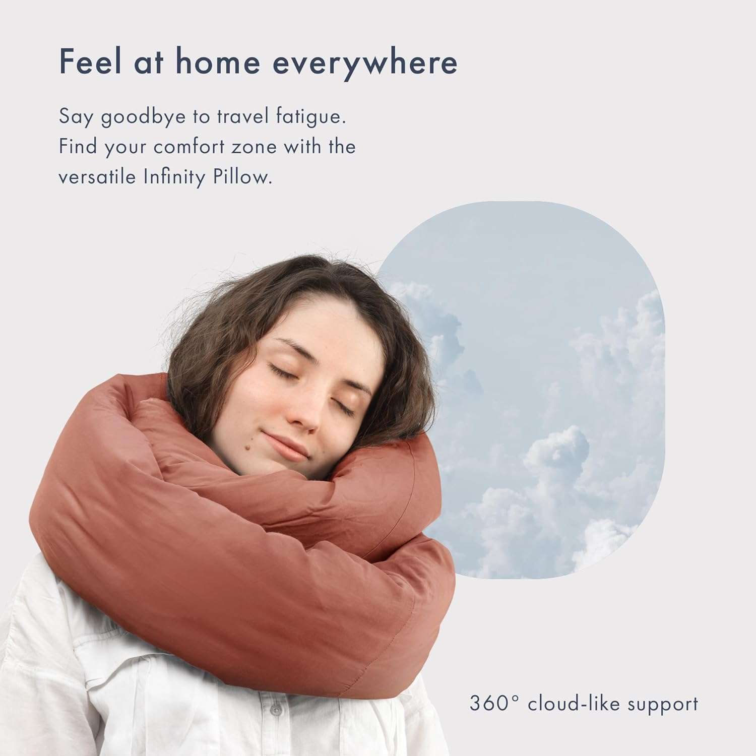 Huzi Infinity Pillow - Travel Neck Pillow - Versatile Soft 360 Support Scarf - Machine Washable - Home Travel Flight Road Trips (Terracotta) - 2