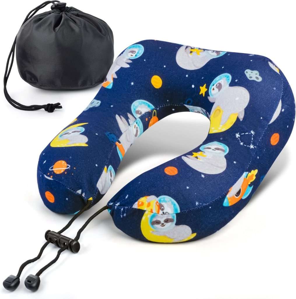 Kids Travel Pillow – Superior Memory Foam Travel Pillow for Kids, Cooling Technology Kids Neck Pillow, Lightweight & Portable Neck Pillow for Kids, Toddler Neck Pillow Includes Travel Bag