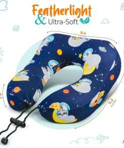 Kids Travel Pillow - Superior Memory Foam Travel Pillow for Kids, Cooling Technology Kids Neck Pillow, Lightweight & Portable Neck Pillow for Kids, Toddler Neck Pillow Includes Travel Bag - 2
