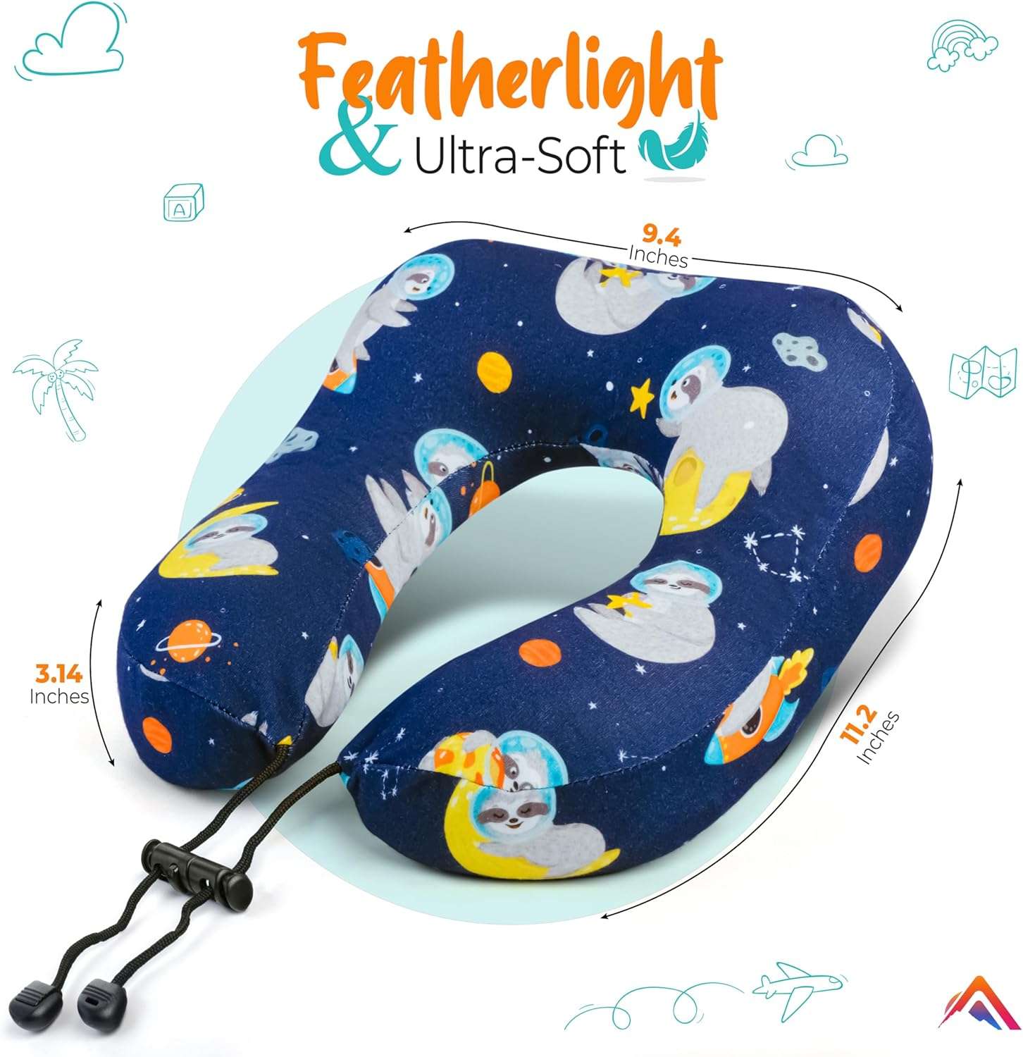 Kids Travel Pillow - Superior Memory Foam Travel Pillow for Kids, Cooling Technology Kids Neck Pillow, Lightweight & Portable Neck Pillow for Kids, Toddler Neck Pillow Includes Travel Bag - 2