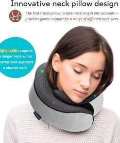 Travel Neck Pillows for Airplanes, Sleeping Essentials for Long Flight, 360° Head Support, Car and Airplane Kit with 3D Contoured Eye Mask - 3