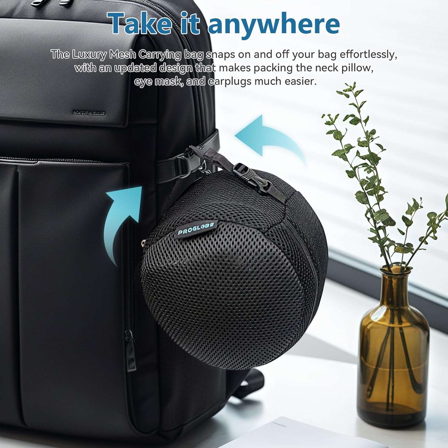 Travel Neck Pillows for Airplanes, Sleeping Essentials for Long Flight, 360° Head Support, Car and Airplane Kit with 3D Contoured Eye Mask - 6