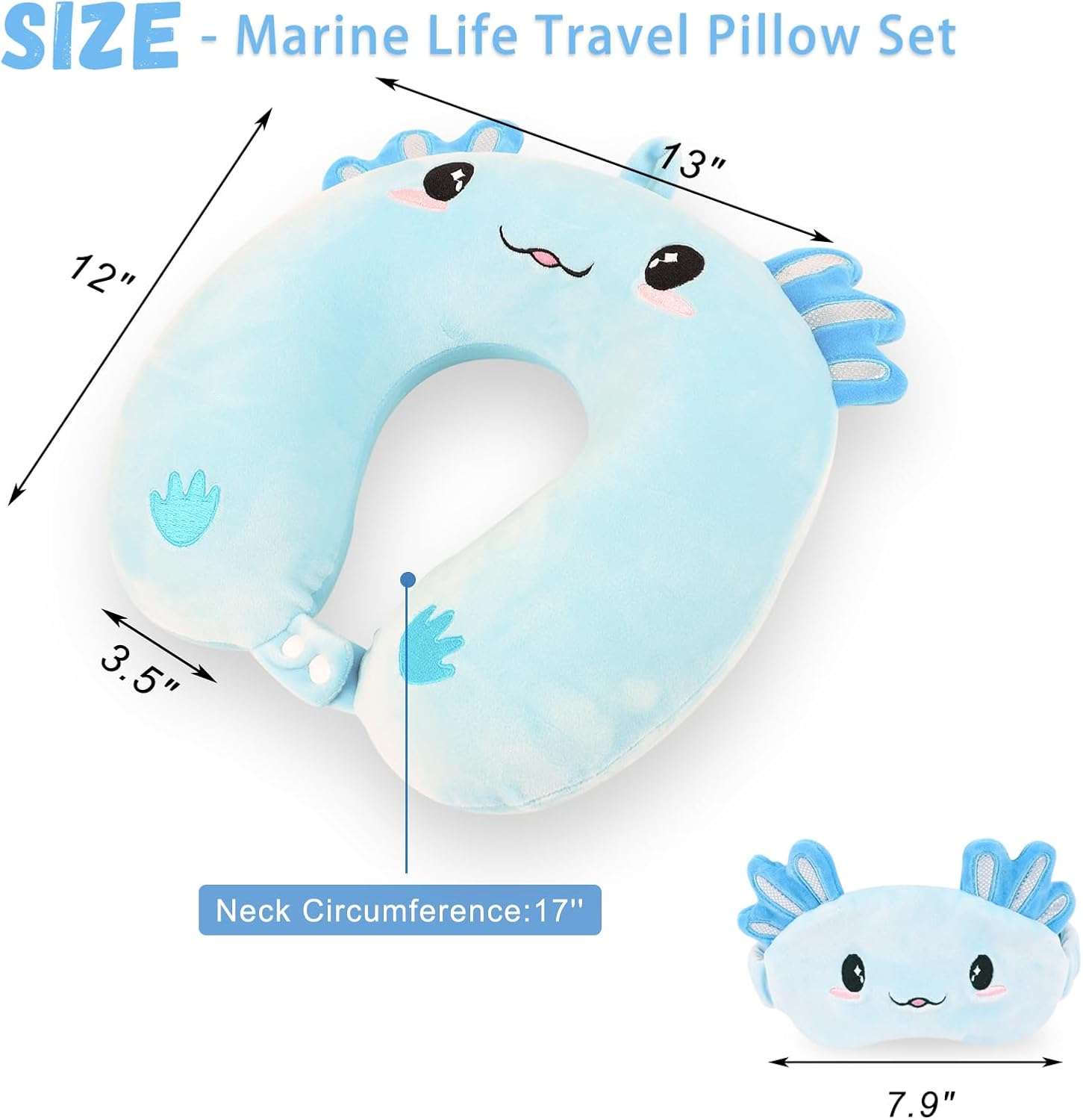 Travel Pillow, Kids Travel Pillow with Sleep Eye Mask Soft Memory Foam Kids Neck Pillow for Boys & Girls, Travel Accessories for Car Airplane Traveling - 2