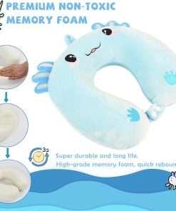 Travel Pillow, Kids Travel Pillow with Sleep Eye Mask Soft Memory Foam Kids Neck Pillow for Boys & Girls, Travel Accessories for Car Airplane Traveling - 3