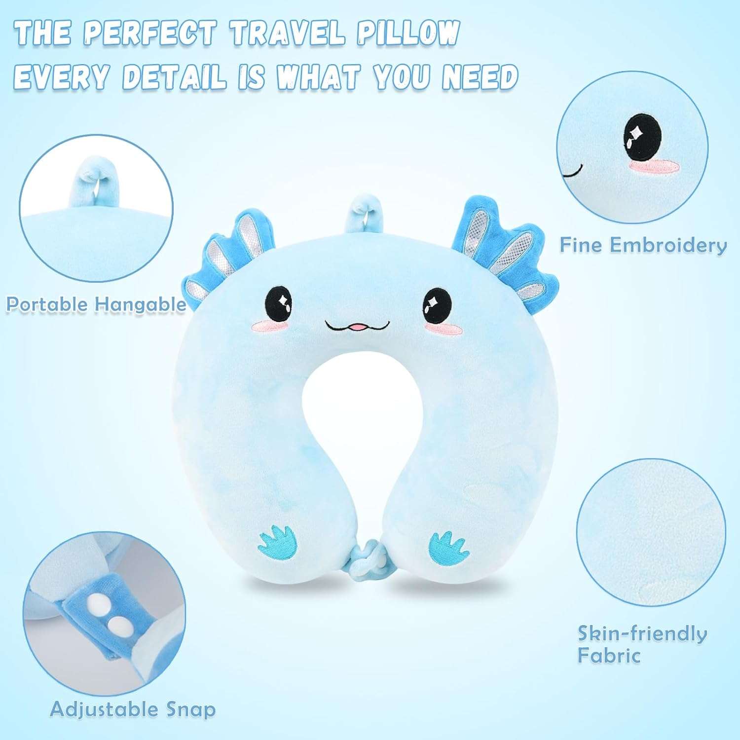 Travel Pillow, Kids Travel Pillow with Sleep Eye Mask Soft Memory Foam Kids Neck Pillow for Boys & Girls, Travel Accessories for Car Airplane Traveling - 5