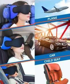 Travel Pillows for Airplanes, Airplane Pillow for Long Flight, Airplane Head Strap with Eye Mask for Sleep, Travel Neck Pillow for Car Road Trip, 360° Support Headrest - 6
