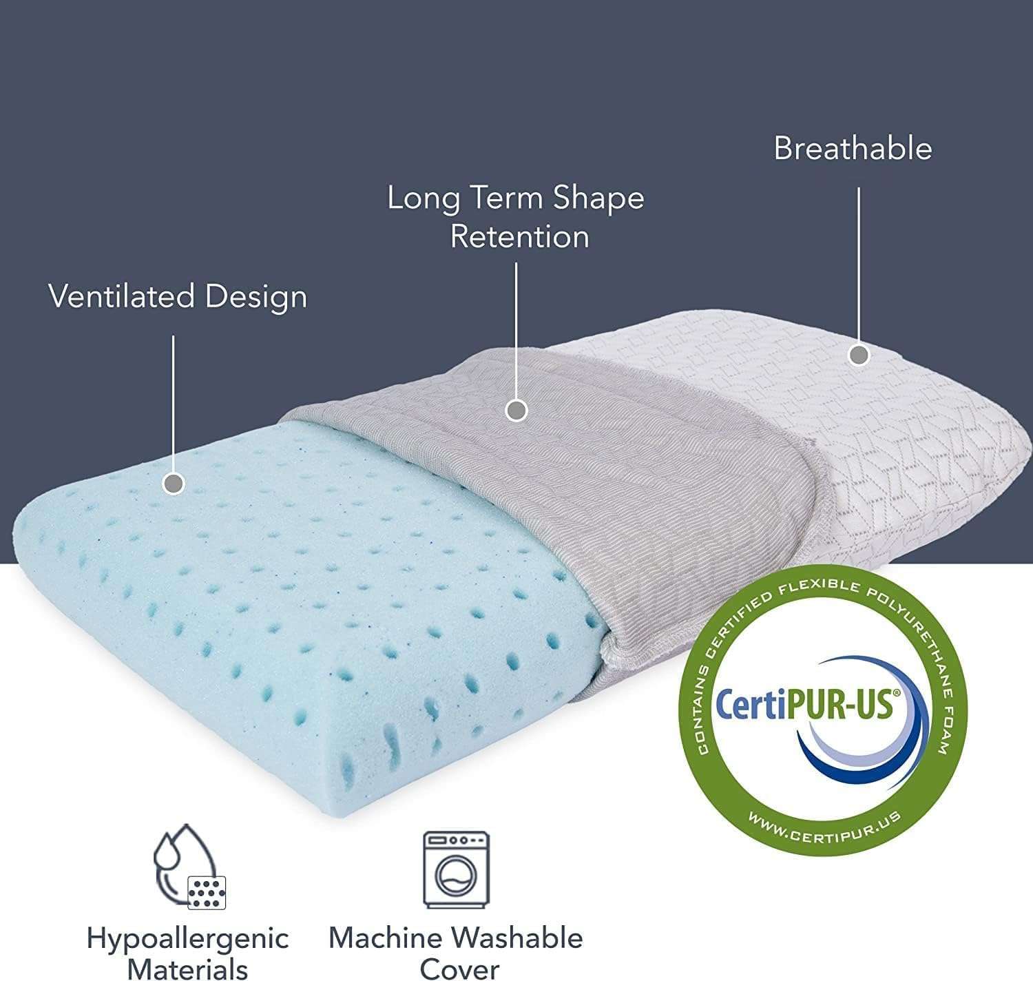 Vaverto Small Memory Foam Bed Pillow for Travel and Camping - Compressible Medium Firm, Breathable Cover, Machine Washable, Ideal Backpacking, Airplane and Car - Image 7