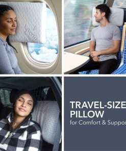 Vaverto Small Memory Foam Bed Pillow for Travel and Camping - Compressible Medium Firm, Breathable Cover, Machine Washable, Ideal Backpacking, Airplane and Car - 4