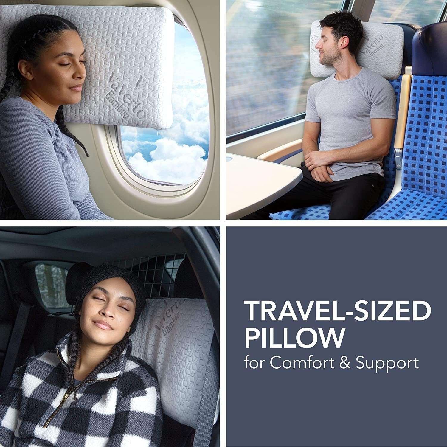 Vaverto Small Memory Foam Bed Pillow for Travel and Camping - Compressible Medium Firm, Breathable Cover, Machine Washable, Ideal Backpacking, Airplane and Car - 4