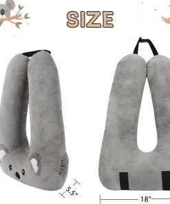 Kids Travel Pillow for Car Seat with Hand Muff, Cartoon Neck & Headrest Seat Belt Pillow for Car Road Trips Long-Distance Travel Sleeping Pillow for Adults and Children, Koala - 3