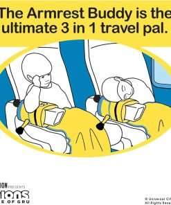 Roamwild Universal Despicable Me Bob Minions Kids Travel Pillow and Travel Blanket Set – Soft Plush Armrest Buddy Transforms Any Armrest Into a Comfy Childs Pillow for Travelling - 3