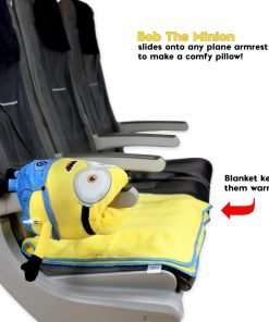Roamwild Universal Despicable Me Bob Minions Kids Travel Pillow and Travel Blanket Set – Soft Plush Armrest Buddy Transforms Any Armrest Into a Comfy Childs Pillow for Travelling - 5