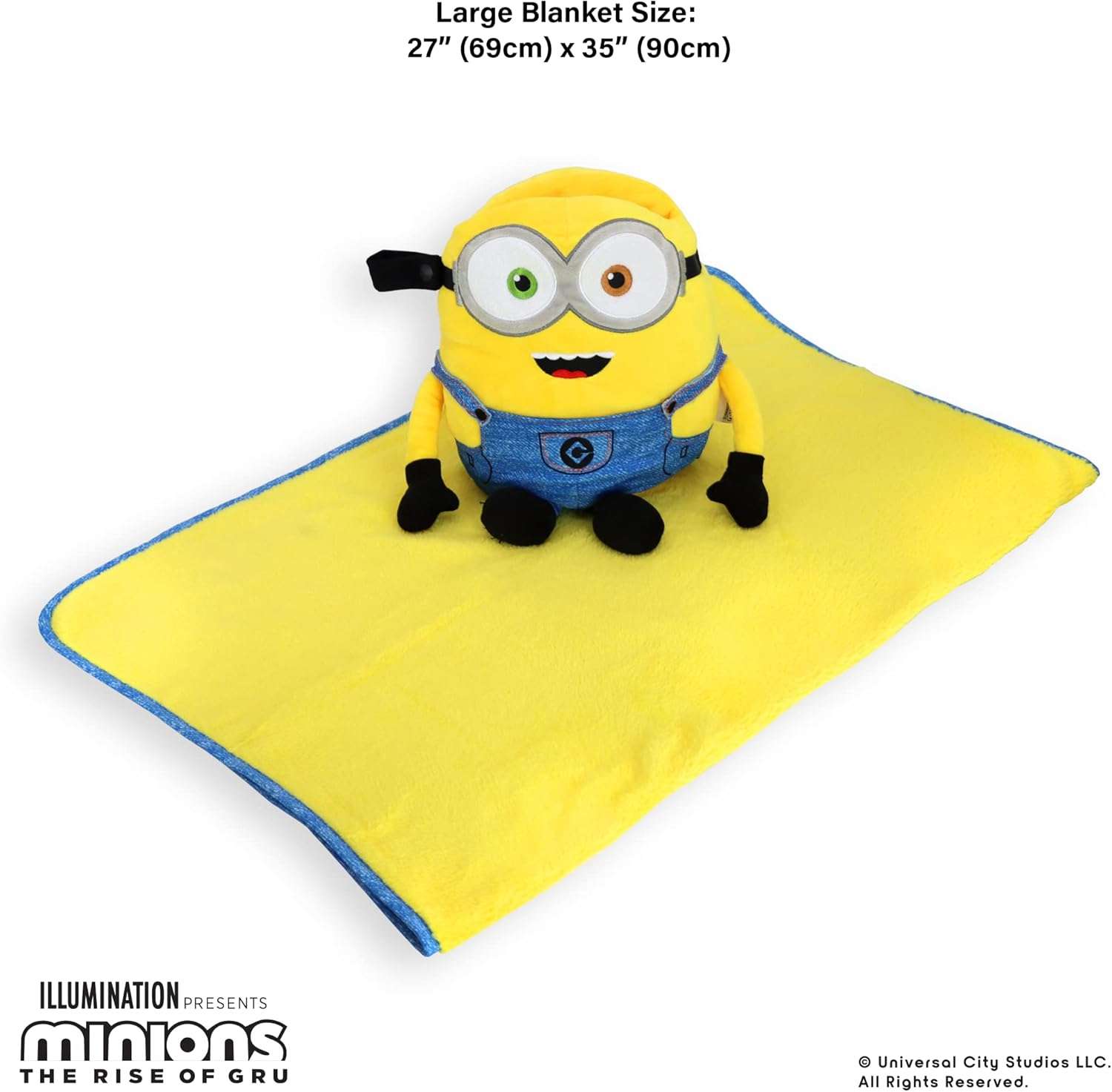 Roamwild Universal Despicable Me Bob Minions Kids Travel Pillow and Travel Blanket Set – Soft Plush Armrest Buddy Transforms Any Armrest Into a Comfy Childs Pillow for Travelling - 8