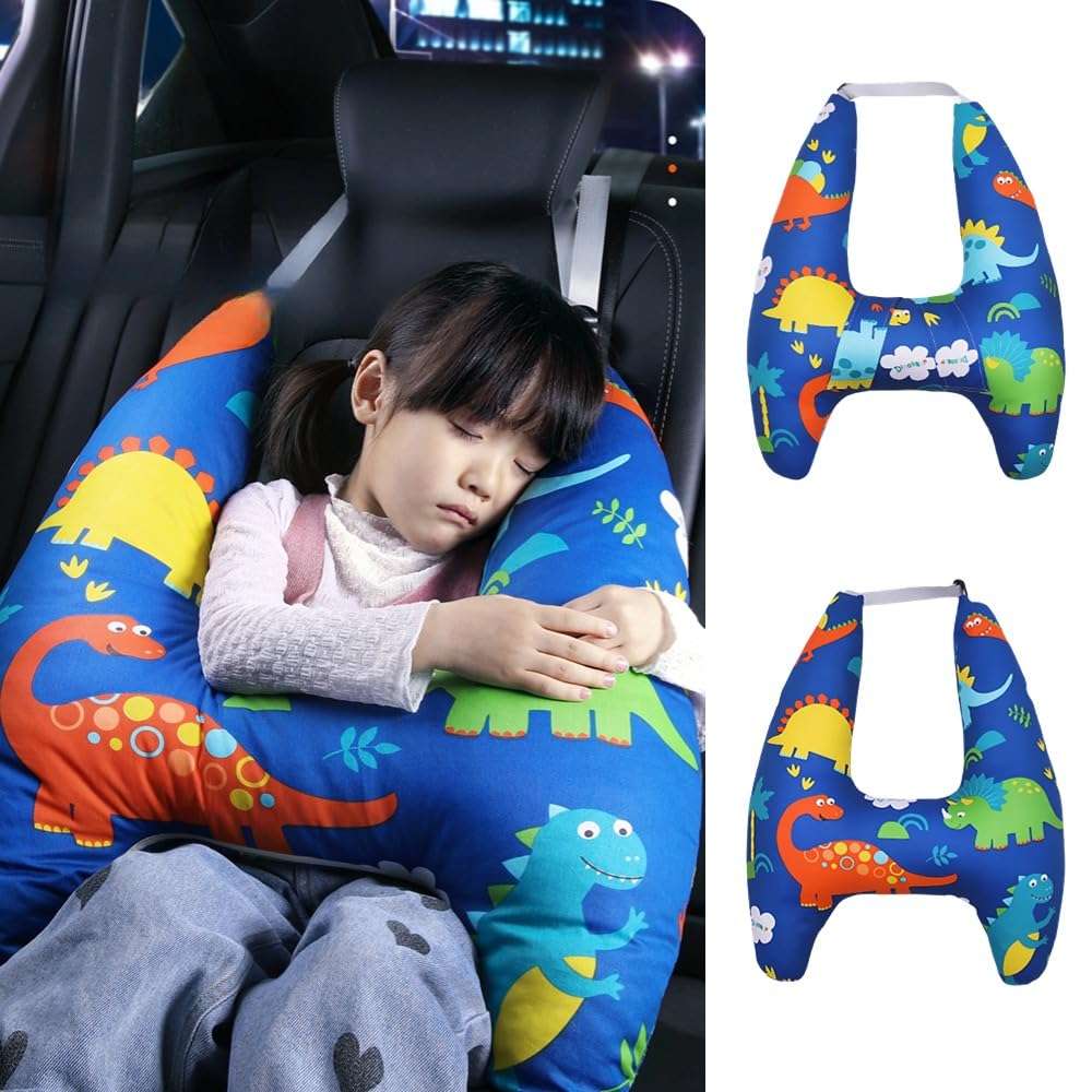 Travel Pillow Car Pillow for Kids 6 Years Old+ Kid Car Sleeping for The Back Seat of Car Seat Belt Adjuster Neck Shoulder Support on Road Trips Cartoon Anime Gift Ideas - 1